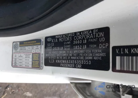 2014 Kia Rio Lx from USA, damaged, VIN KNADM4A3XE6353353